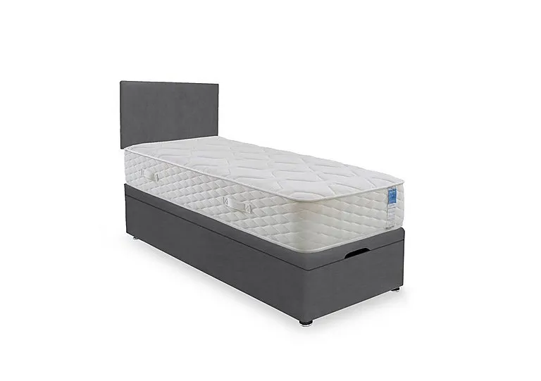 Memory Plus End Lift Ottoman Divan Set - Small Single - Plush Dark Grey