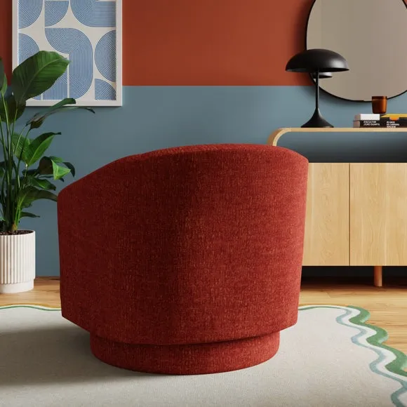 Carmen Bubble Chenille Curved Swivel Chair 2