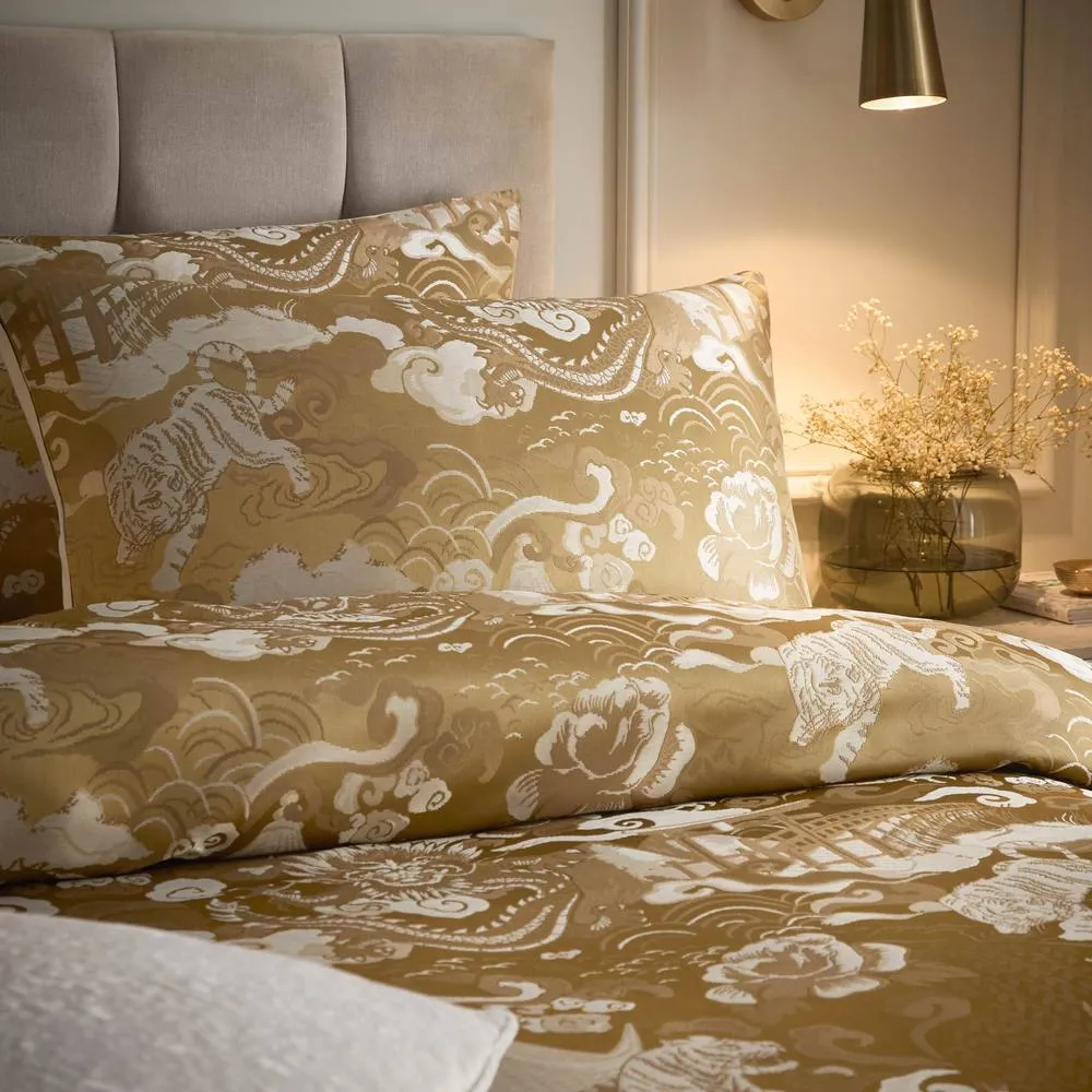 Paoletti Baransu Jacquard Duvet Cover Set in Gold 3
