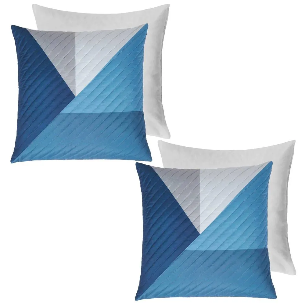 OHS 2 Pack Geometric Pinsonic Filled Cushion Covers - 45 x 45cm in Dark Navy