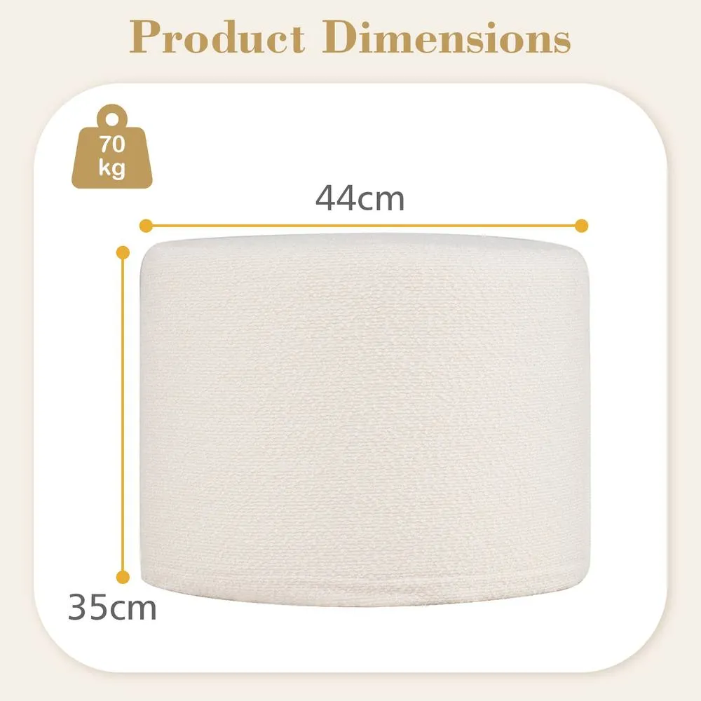 Costway 45cm x 35cm Pouf Ottoman Soft Foam Filled Ottoman w/ Detachable Cover in White 3