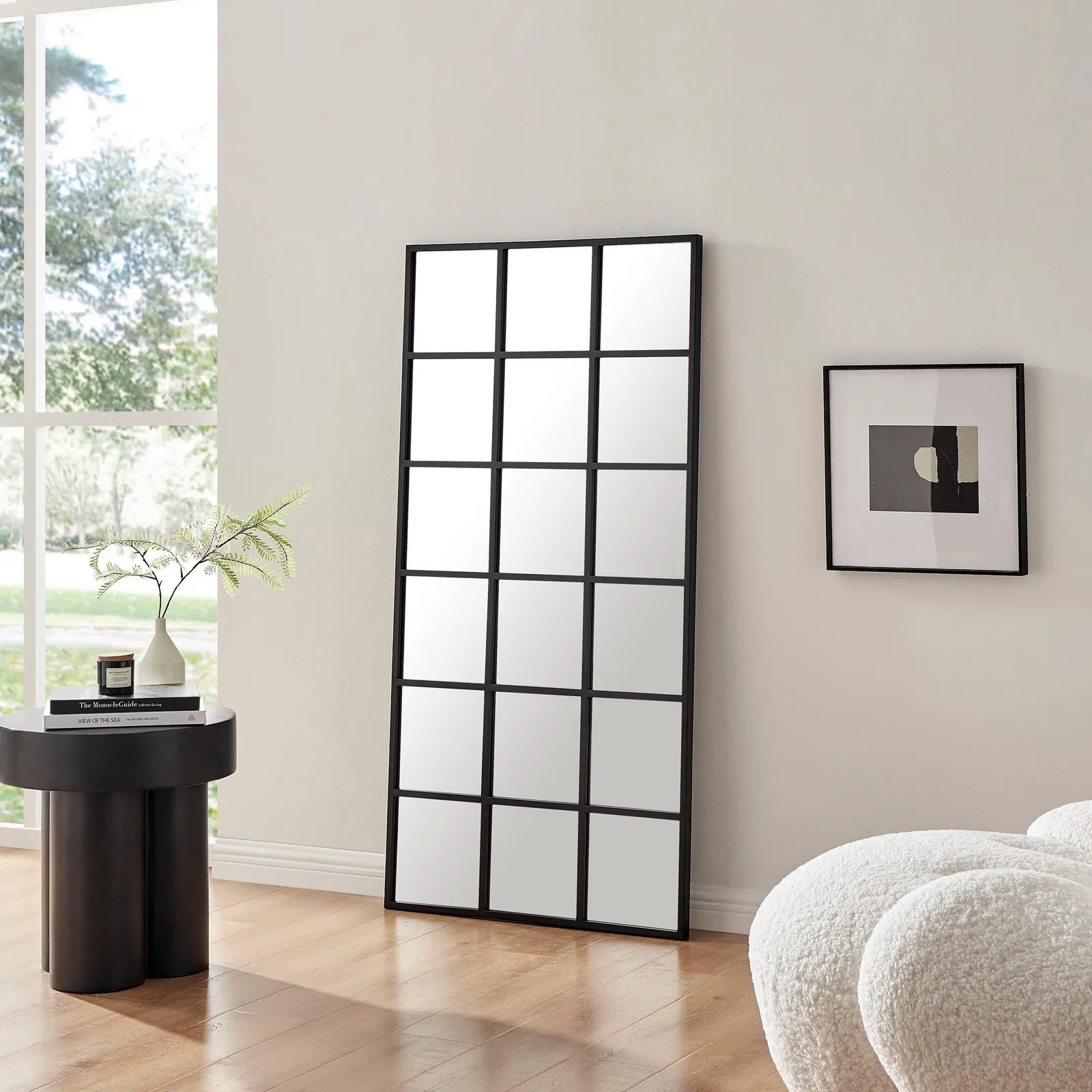 FurnitureboxUK Yoko Medium Black Industrial Frame Window Wall Mirror 2