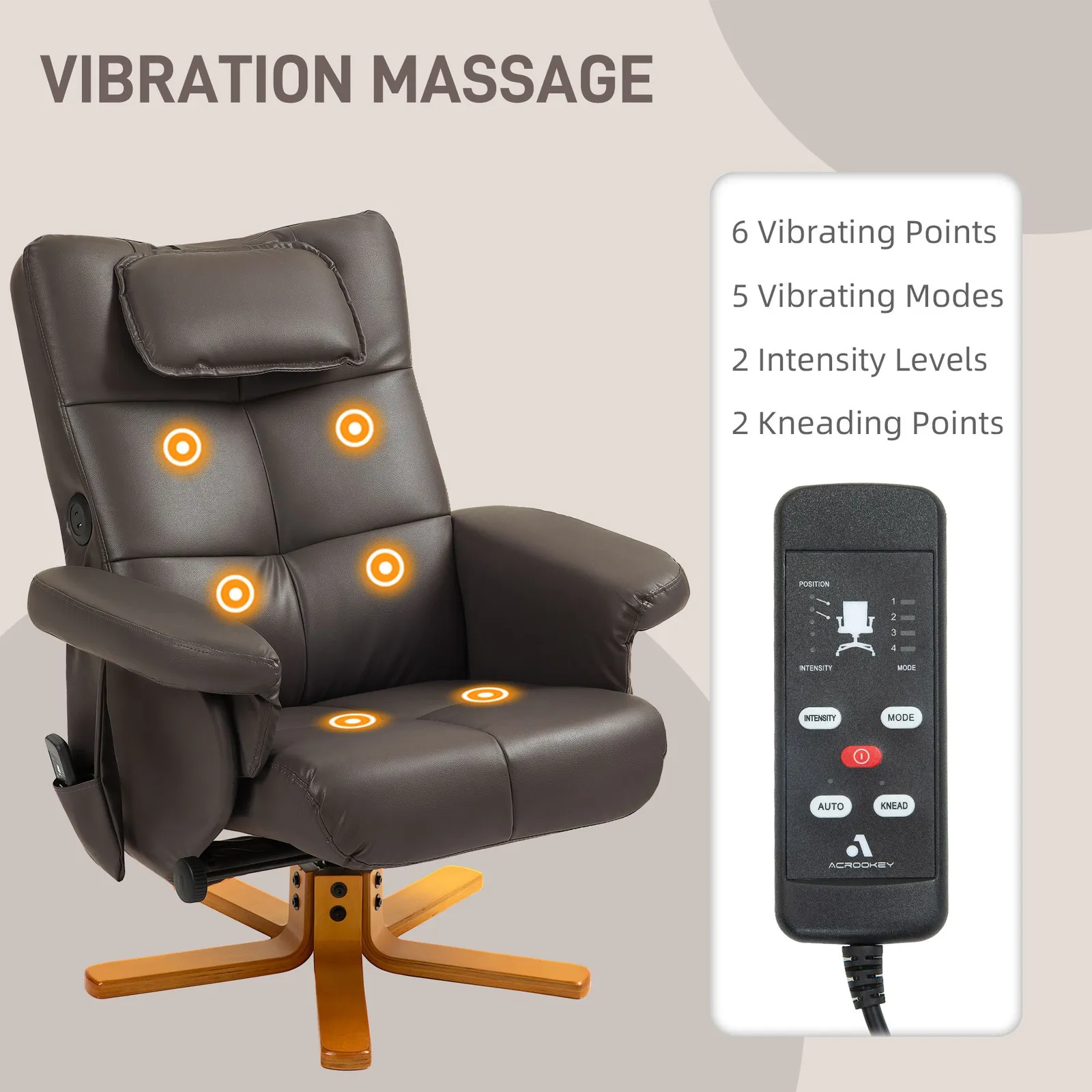 HOMCOM Massage Recliner Chair with Footstool & Hidden Storage in Dark Brown 4