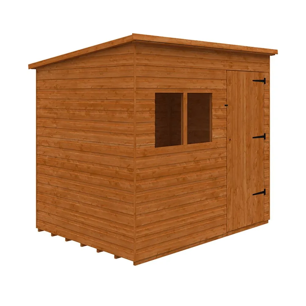 Buttercup Farm 8 x 6 Feet Deluxe Pent 12mm Shed - Solid Wood/Softwood/Pine in Burnt Orange