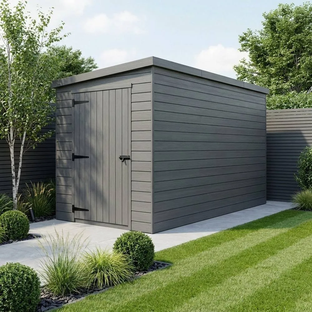 Buttercup Farm 4ft x 9ft Composite Pent Garden Shed Single Door No Windows - Grey 2
