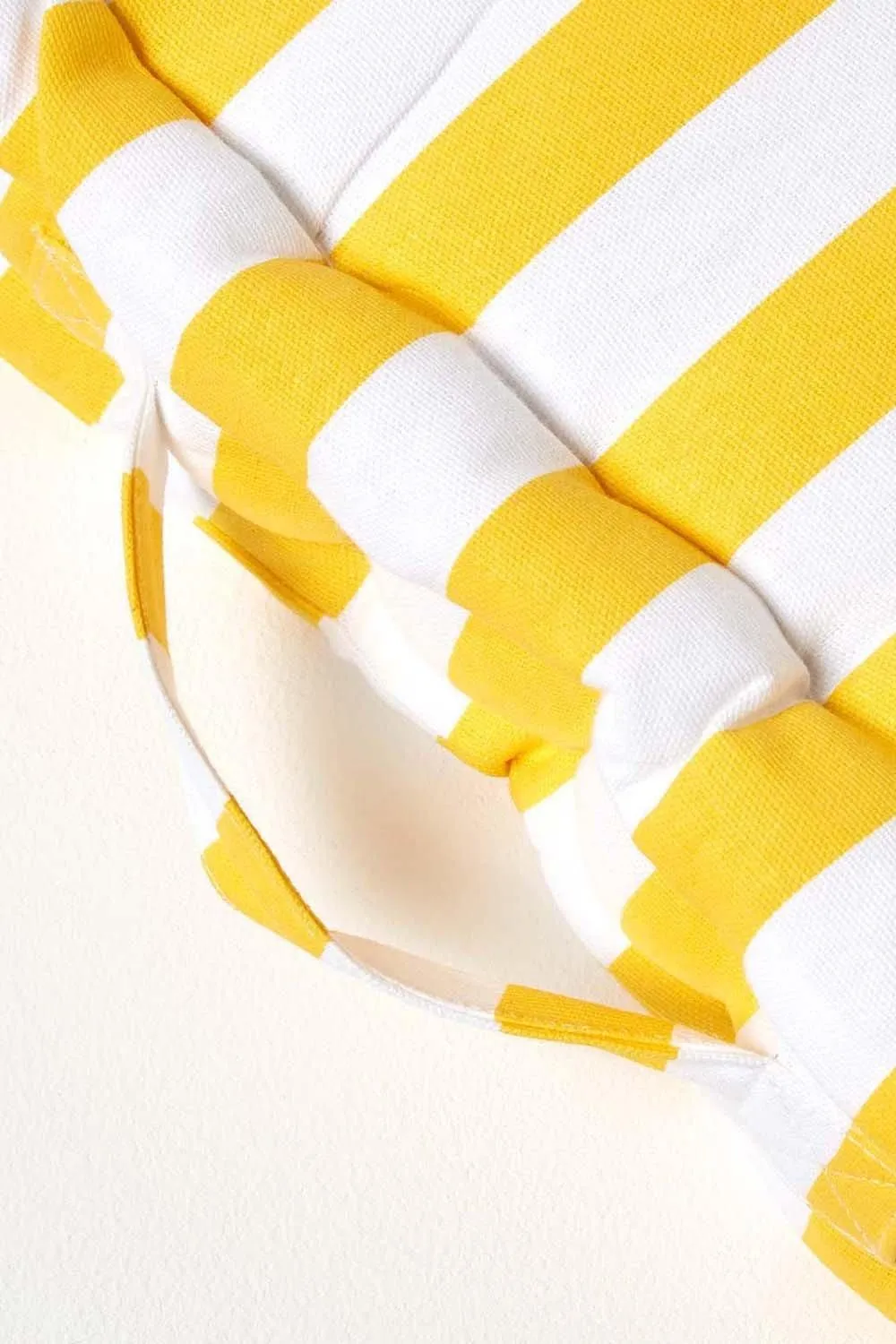 Homescapes Cotton Thick Stripe Floor Cushion in Yellow 4