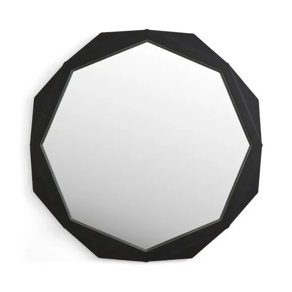Black Mango Wood Octagonal Wall Mirror 3