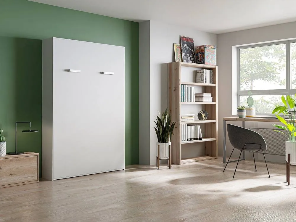 Vente-unique Retractable Bed 140 X 200 Cm - Manual Vertical Opening - White 4