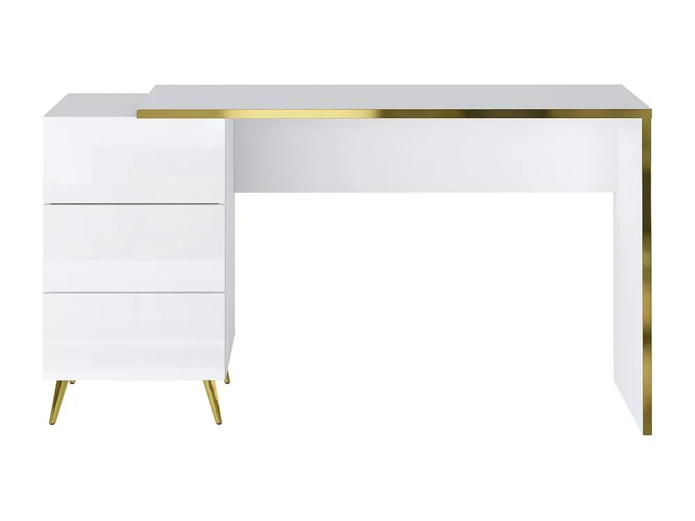 Vente-unique Desk With Drawers - Gloss White & Gold - MARZIALO 2