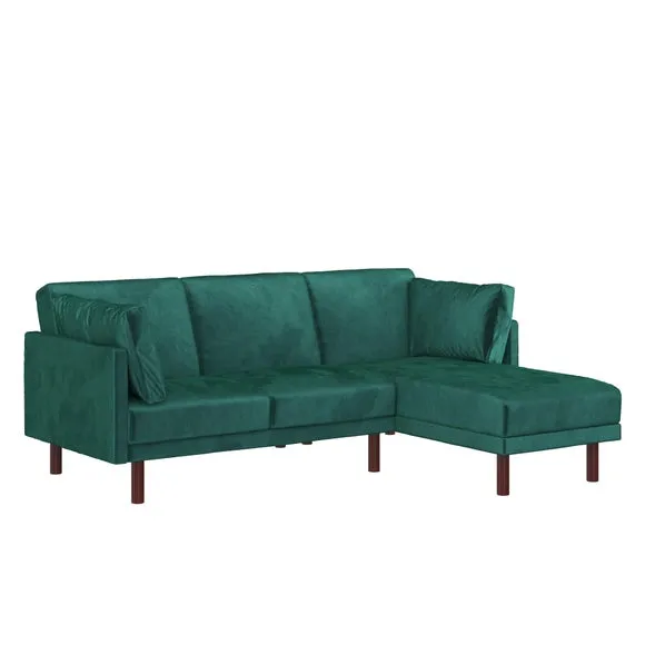 Clair Velvet Sprung Seat Corner Chaise Double Sofa Bed 3