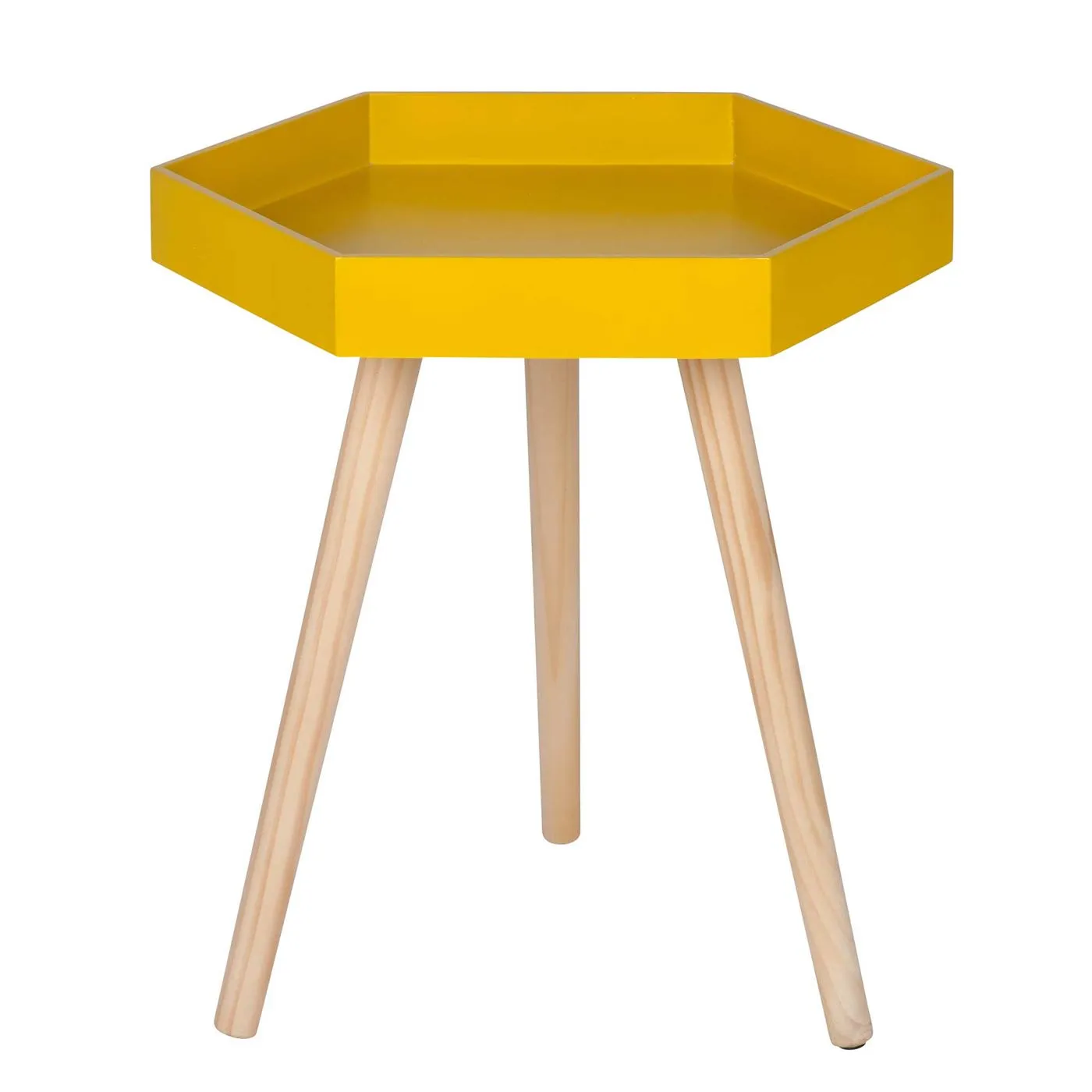 Hexagon Pinewood Table, Mustard