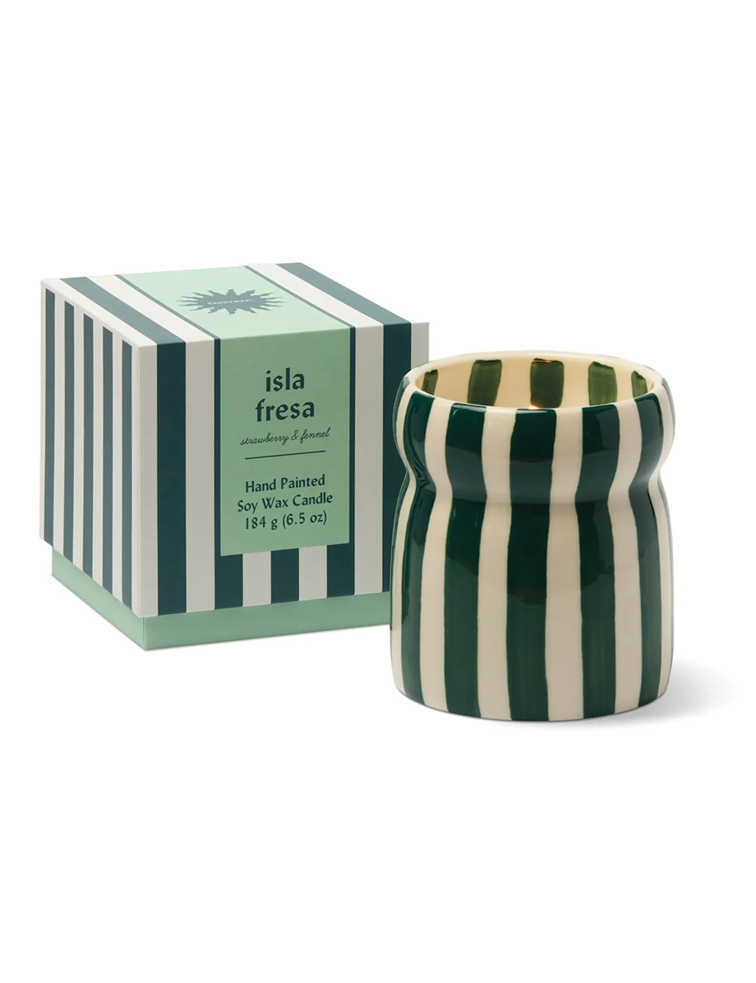 Paddywax Cabana Isla Fresa Striped Ceramic Boxed Candle 184g No Colour