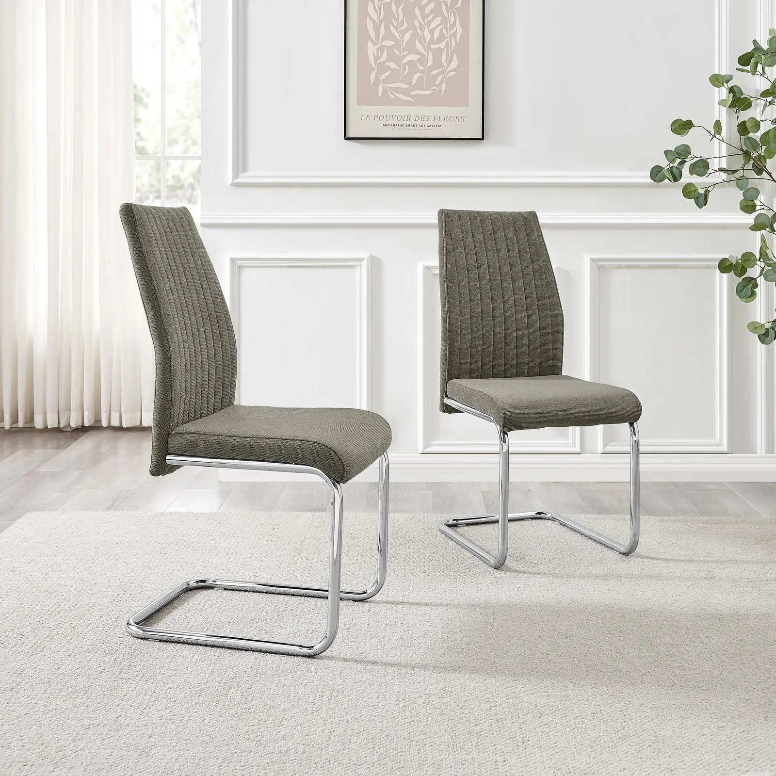 FurnitureboxUK Lorenzo 2x Fabric Silver Leg Dining Chair in Grey 5