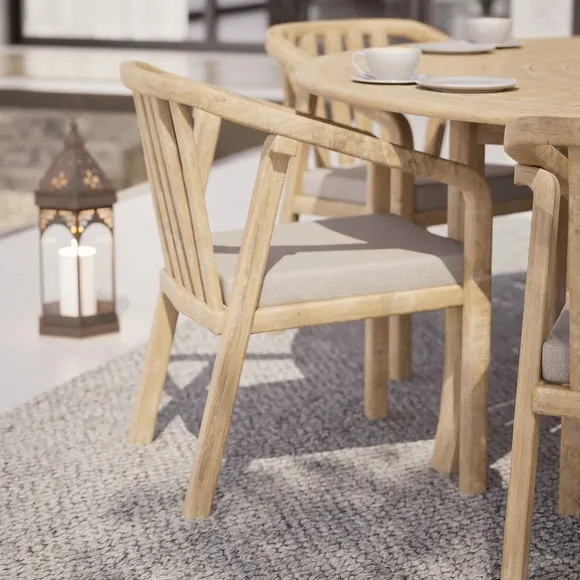 Maris 6 Seater Round Garden Dining Set With 6 Riven Chairs and Lazy Susan 5