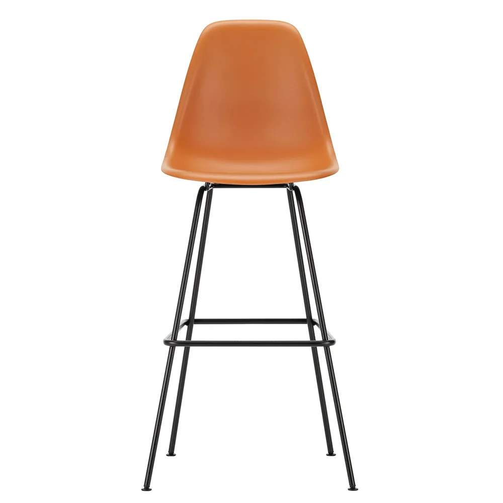 Vitra Eames Plastic Stool RE High Rusty Orange Basic Dark Powdered Legs