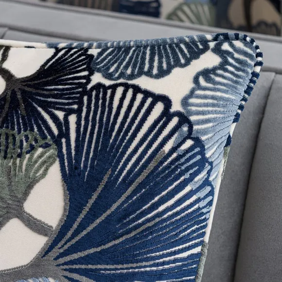 Gingko Cut Velvet Square Cushion 3