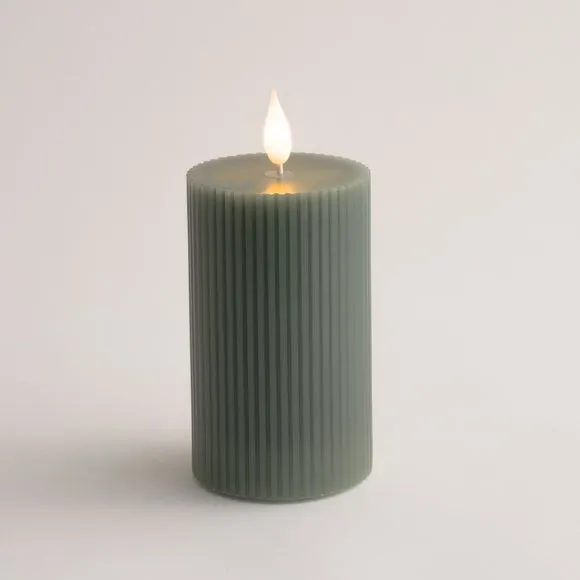 LED Tap Out Ribbed Pillar Candle 3