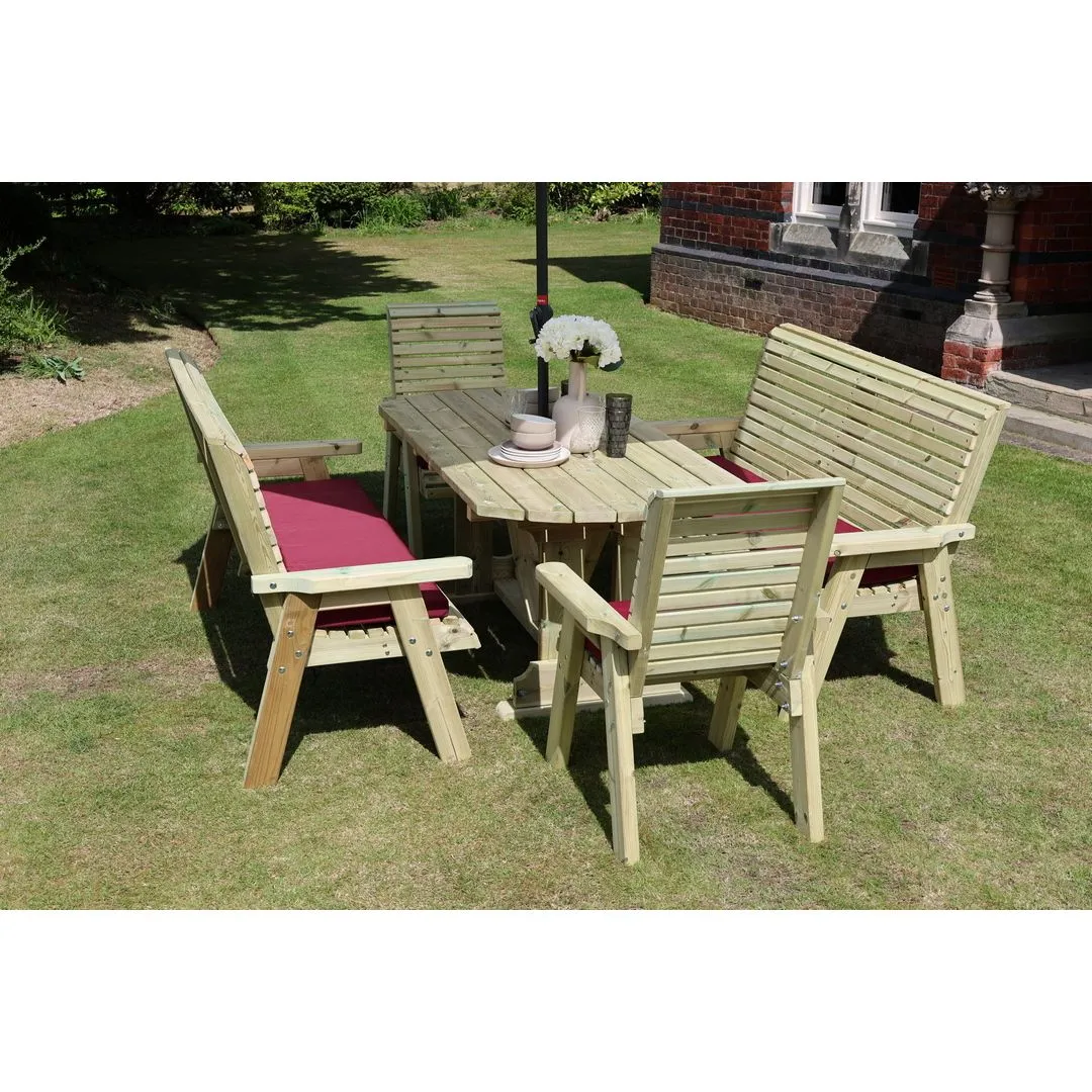 Churnet Valley Garden Furniture Ltd Ergo 2X3B 2XC Table Set - Min. Assembly Required - Set of Cushions Inc in Brown