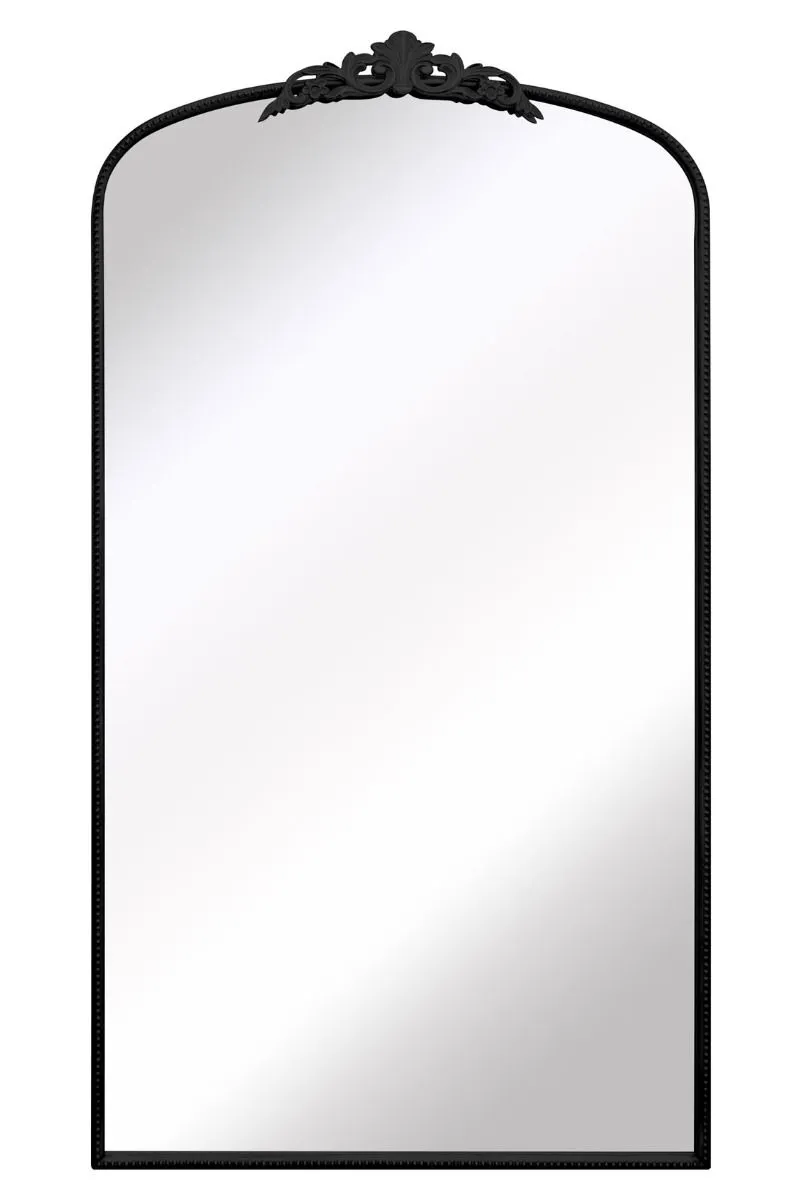 MirrorOutlet Black Metal Framed Arched Wall Mirror 68" X 38" (174CM X 96CM) 3