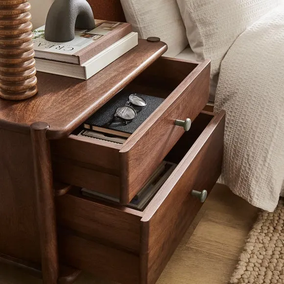 Elma 2 Drawer Bedside Table, Mango Wood 3