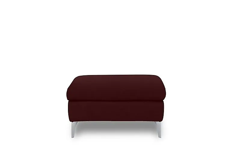 Vino Leather Large Footstool - Ruby