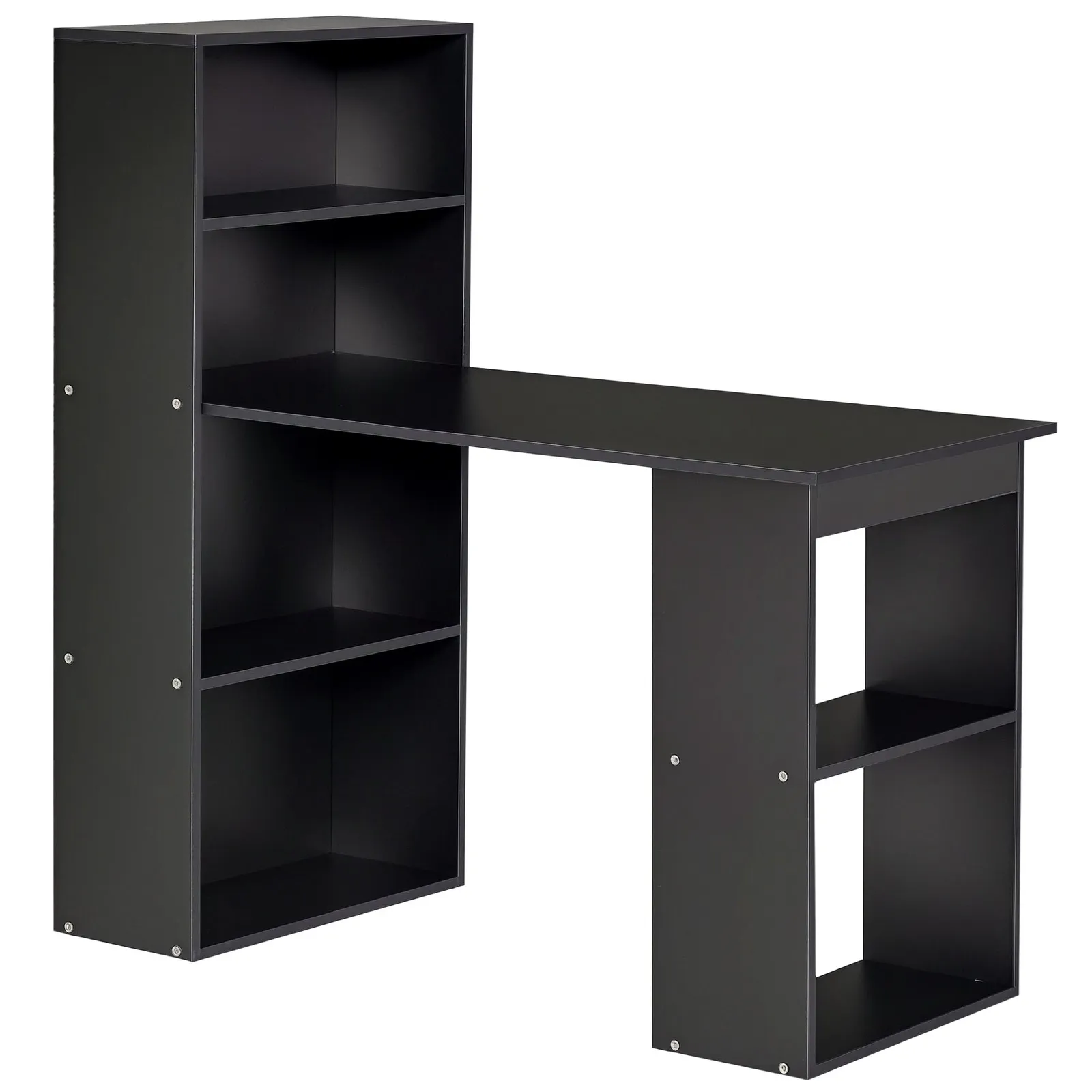 HOMCOM 120cm Modern Computer Desk Bookshelf Writing Table Workstation in Black 2
