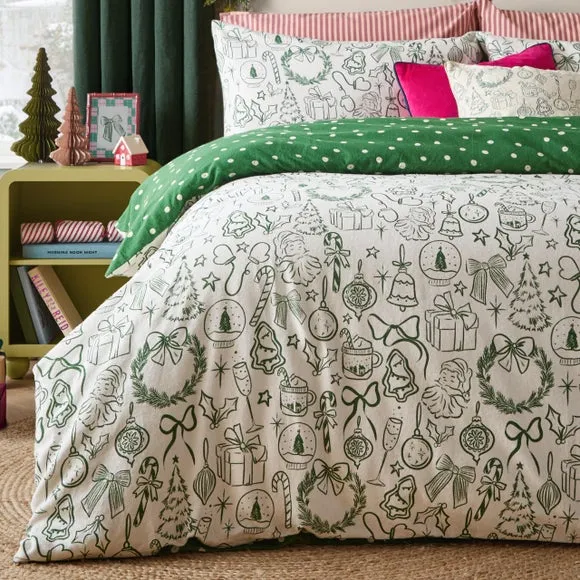 Furn. Merry Christmas Brushed Polycotton Duvet Cover & Pillowcase Set 4
