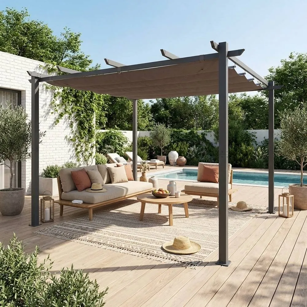 sweeek 3x3m Isla Pergola Roof Cover in Grey