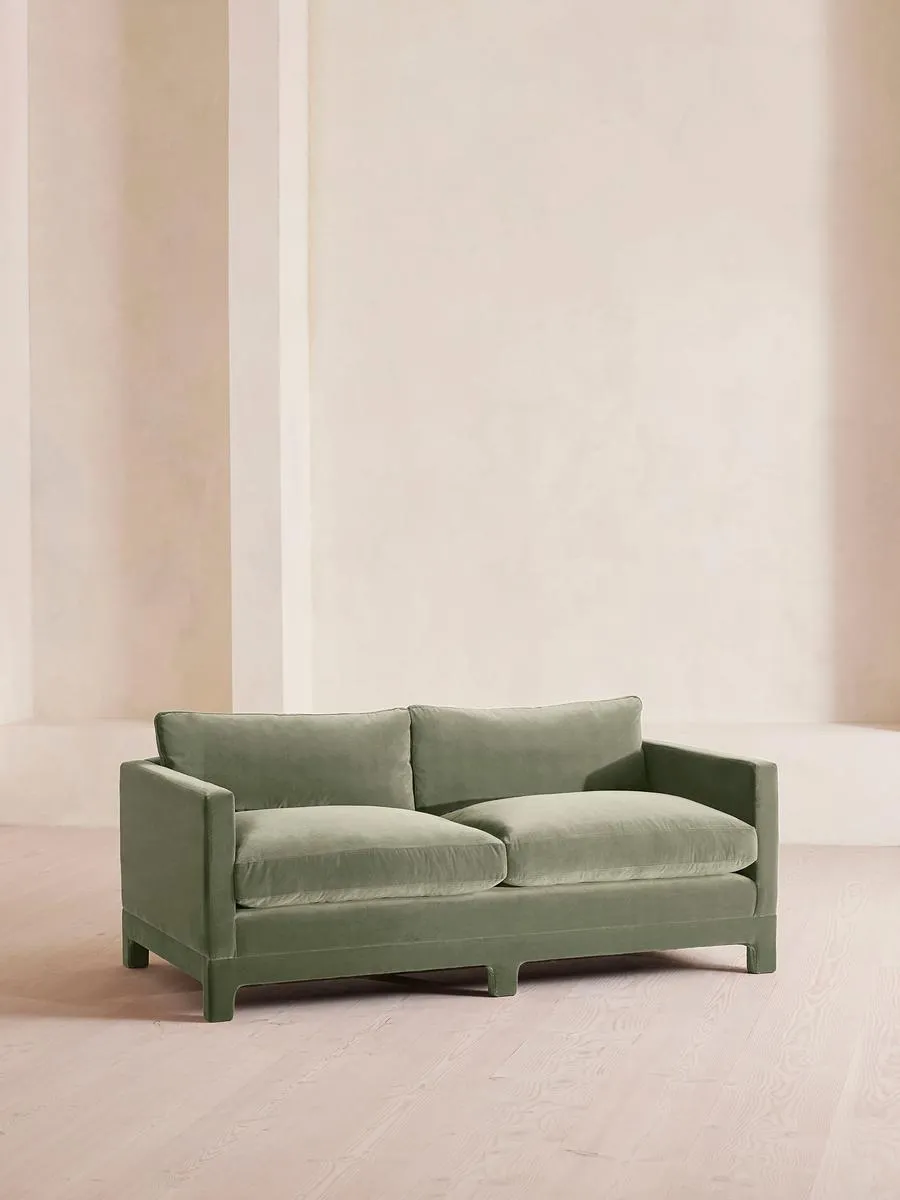 Ashford Two Seater Sofa, Velvet, Seafoam