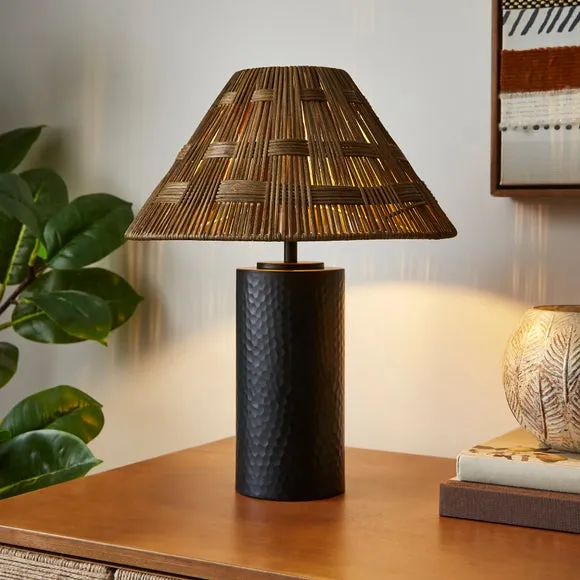 Slim Metal & Rattan Table Lamp