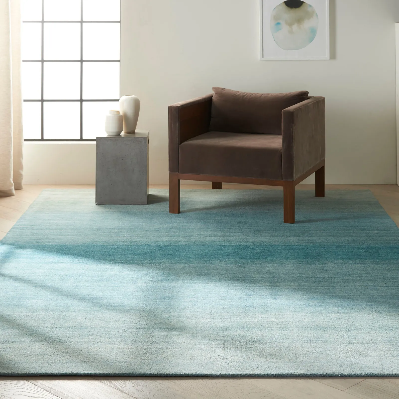 Calvin Klein Linear Glow Rug Blue