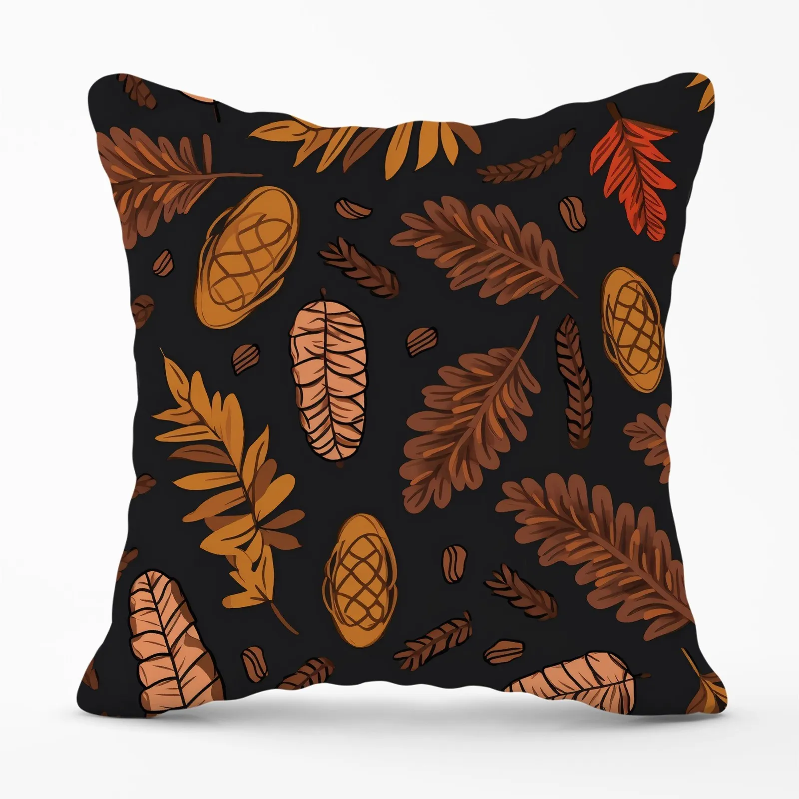 Warren Reed - Designer Autumn Leaves & Pinecones Cushions in Brown