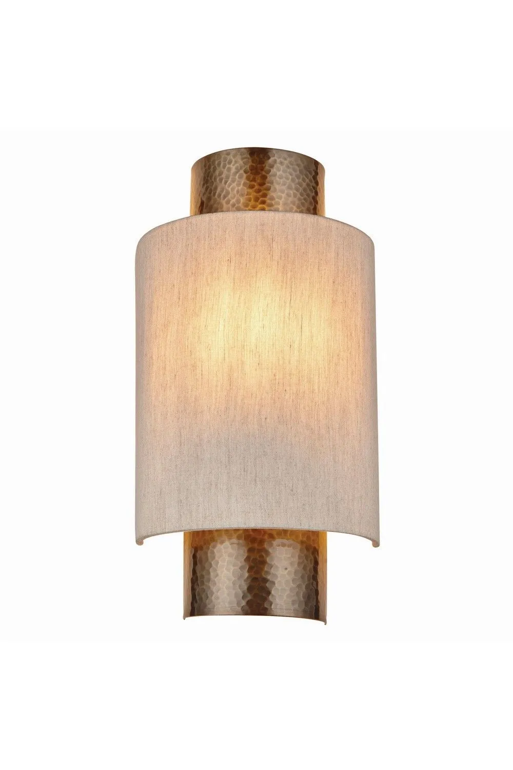 Netlighting Indara 1 Light Wall Aged Hammered Bronze Natural Linen Fabric E14 in Beige 4