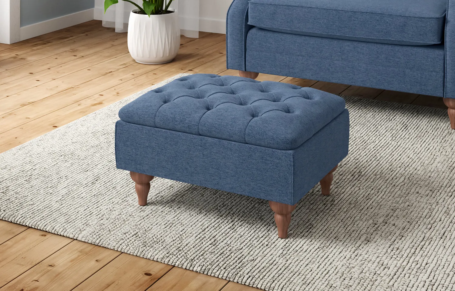 M&S Highland Button Small Storage Footstool