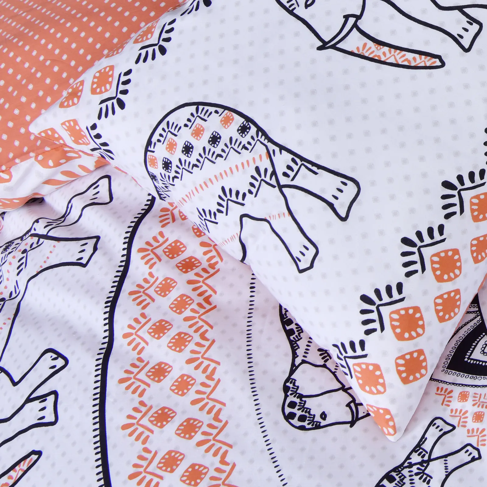 Smart Living Printed Reversible Polycotton Tribal Elephant Duvet Cover With Pillowcases in Burnt Orange 5