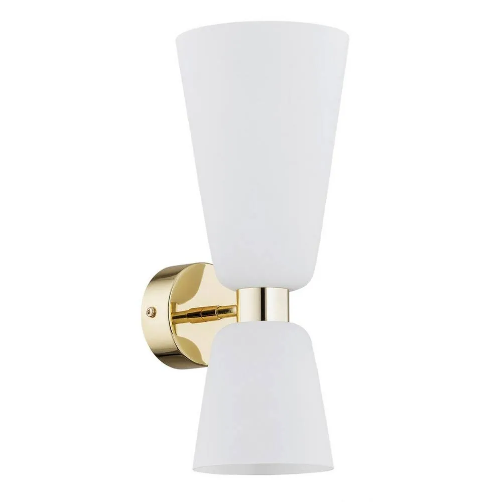 Netlighting Reno Up & Down Wall Lamp Opal Matt Brass Steel in Gold 2