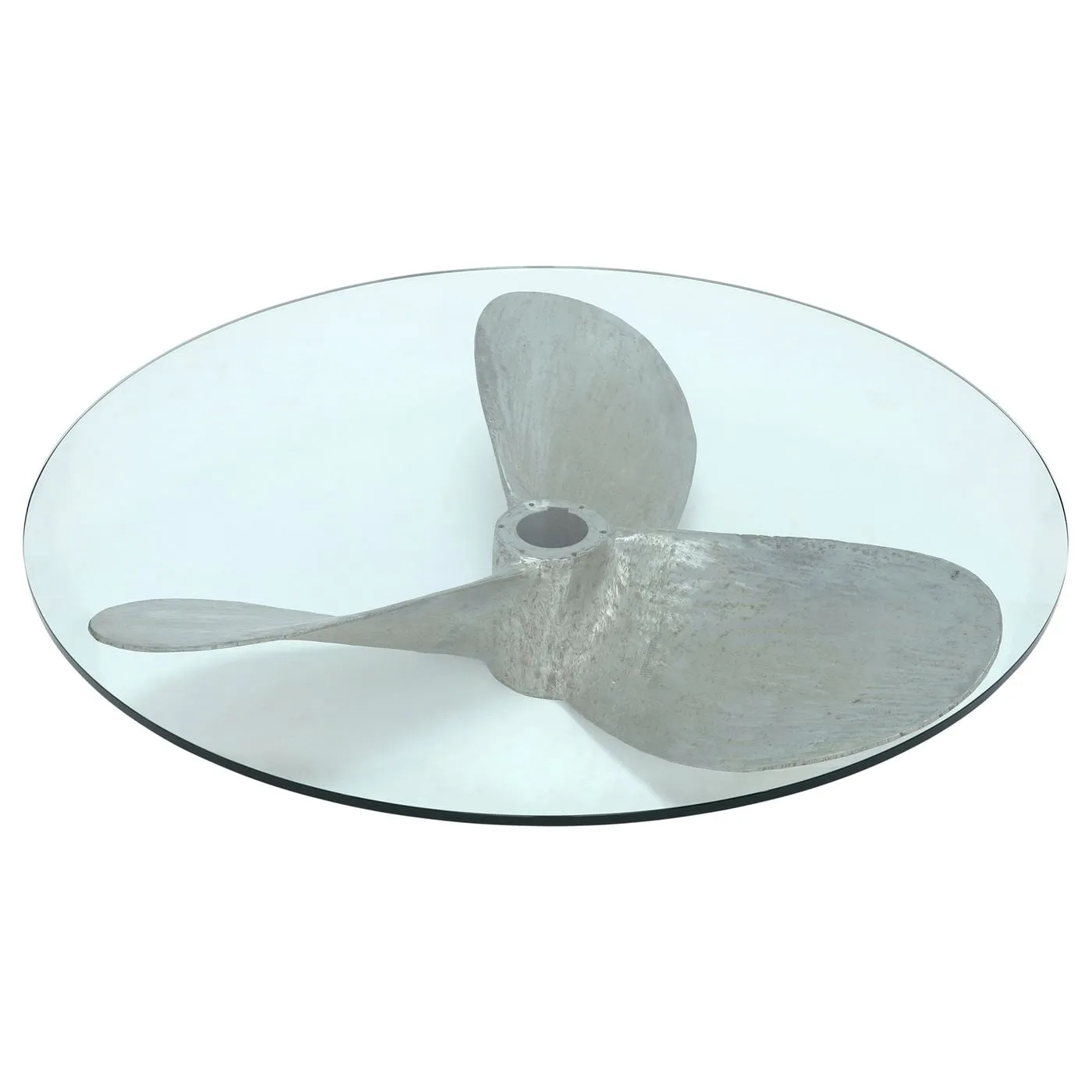 Timothy Oulton Junk Art Propeller Round Coffee Table Small, Silver Glass | Barker & Stonehouse 4