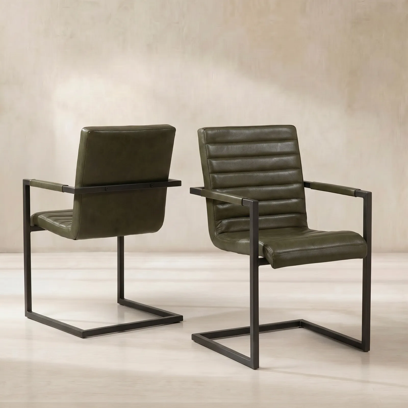 Pure Furniture Brutus Armchair, Green Leather | Barker & Stonehouse