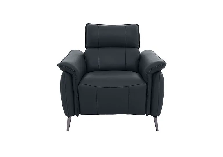 Jude Leather Power Recliner Chair with Power Headrest, Power Lumbar and Heated Seat - Montana Navy