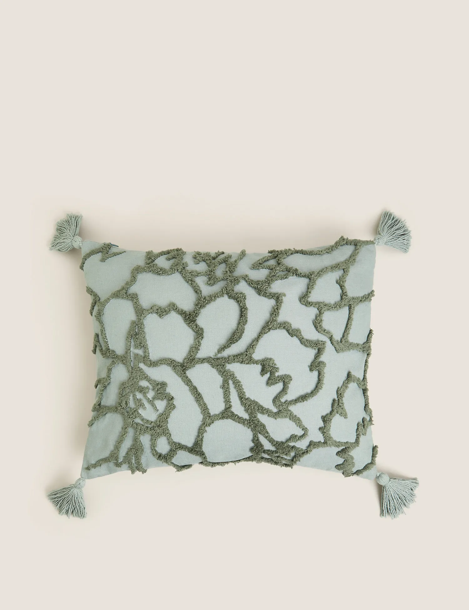 M&S Cotton Rich Floral Tufted Bolster Cushion