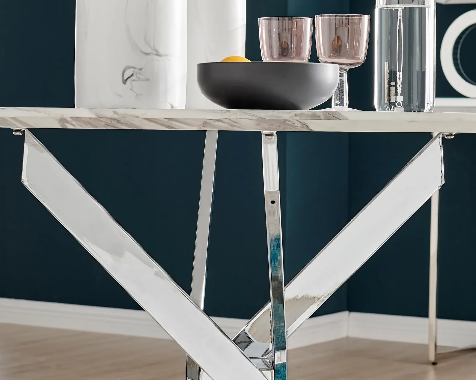 FurnitureboxUK Novara 100cm Round 4-Seater Dining Table With Silver Chrome Legs in Off-White 6
