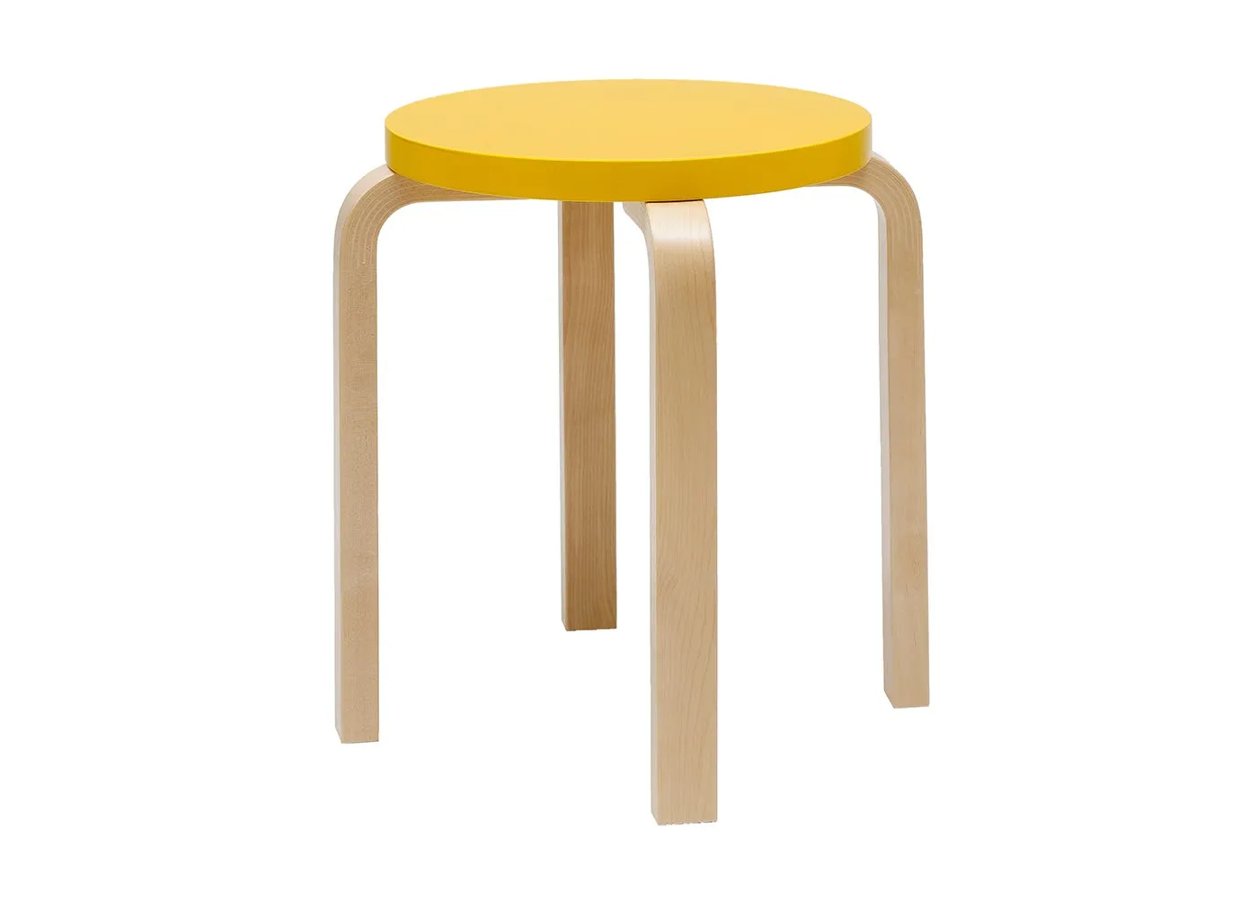 Artek Stool E60 Natural Lacquered Birch Yellow Lacquered