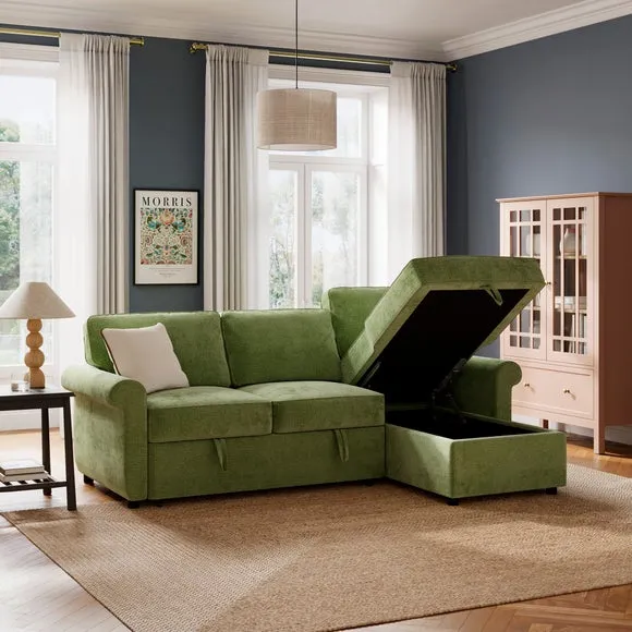 Eleanor Luxe Chenille Corner Trundle Storage Sofa Bed 3