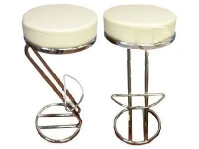 netfurniture Z Shaped Red Breakfast Bar Stool Chrome Frame in Cream