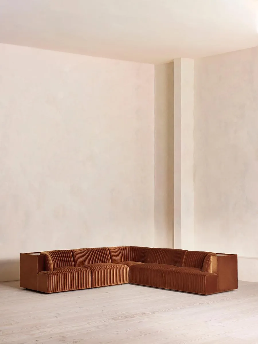Hamish Modular Sofa, Corner Sofa, Velvet, Cinnamon