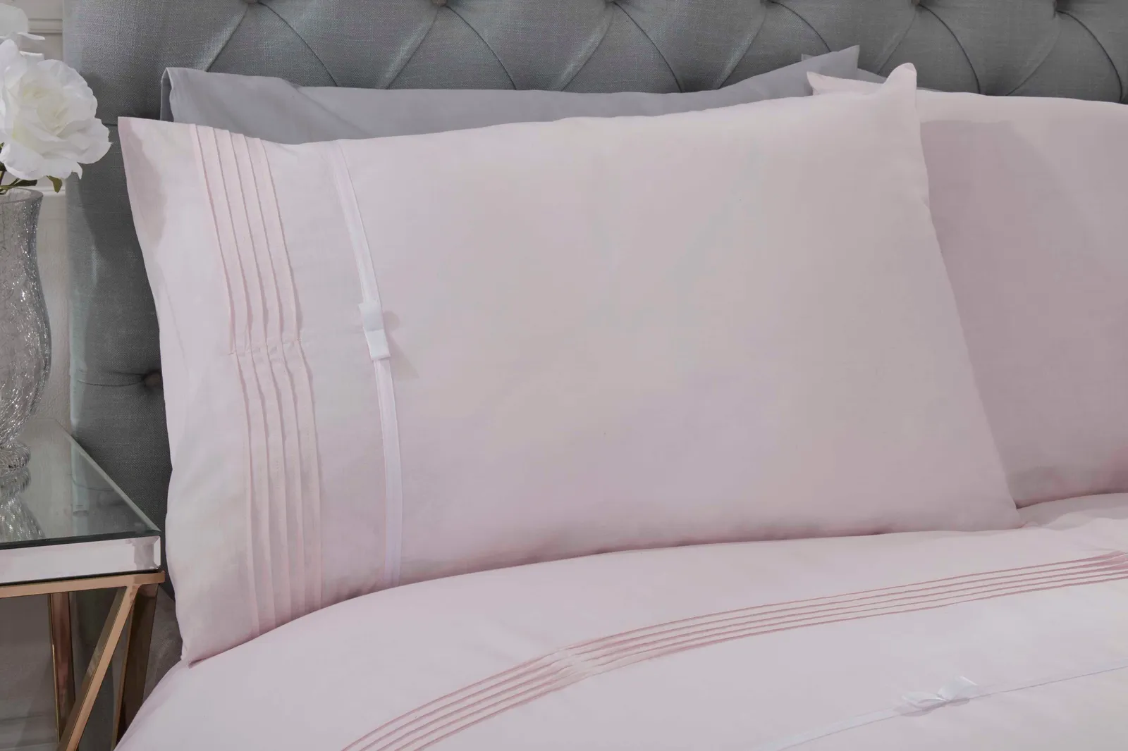 Rapport Home Clarissa Polycotton Duvet Cover Set With Pillowcase in Dusty Pink 2