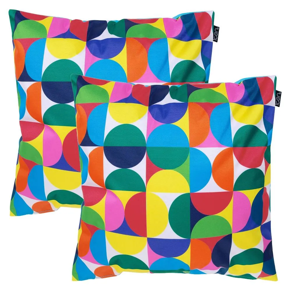 icon 2PK Cushion 43x43cm Circluar Geo, Aqua Back