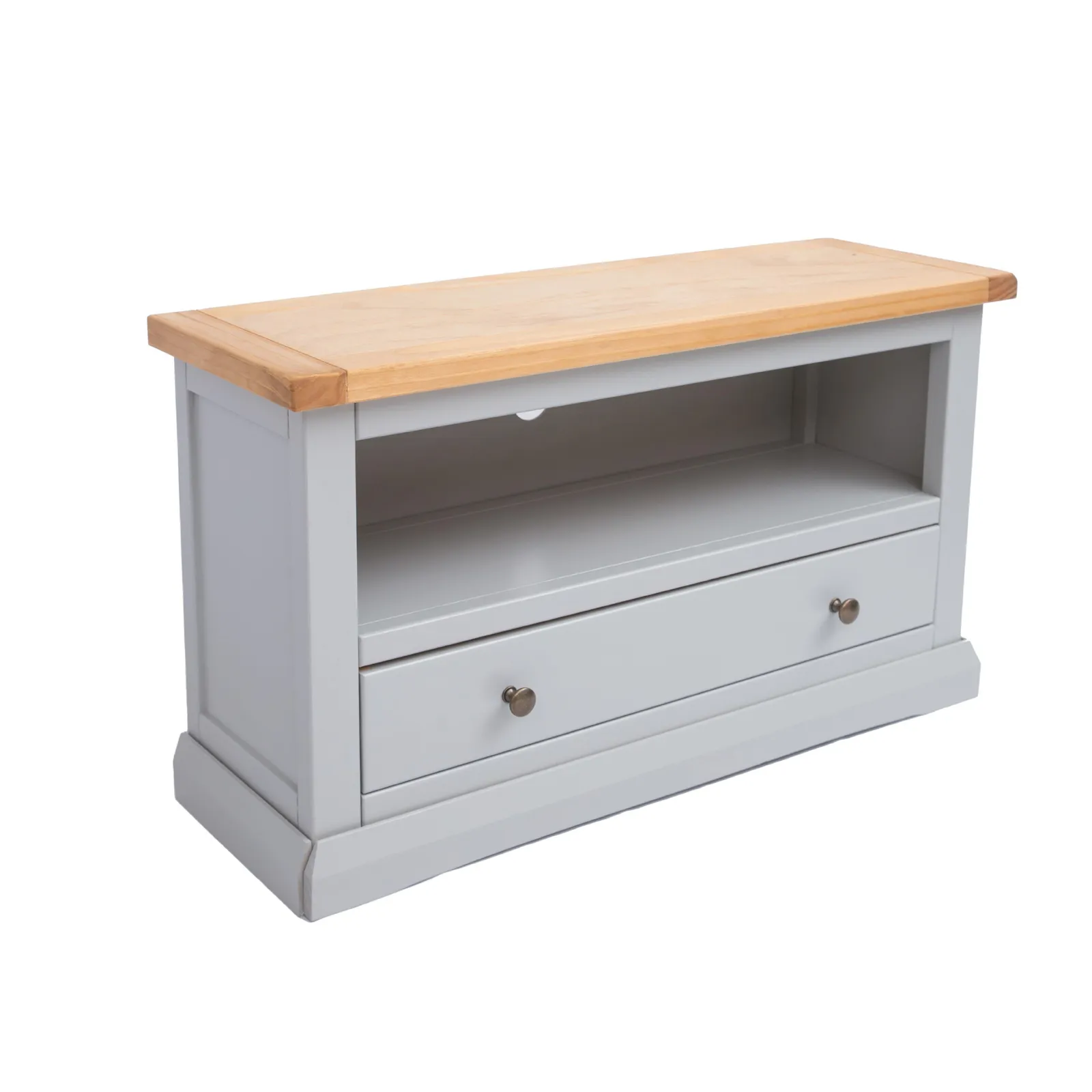 Cabinet Bits Loreo Light Grey 1 Drawer TV Cabinet Brass Knob 3