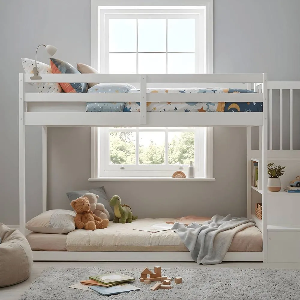 Nöa and Nani Nia Bunk Bed with Storage Staircase in White 3