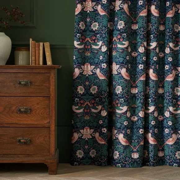 William Morris At Home Strawberry Thief Pencil Pleat Curtains 3